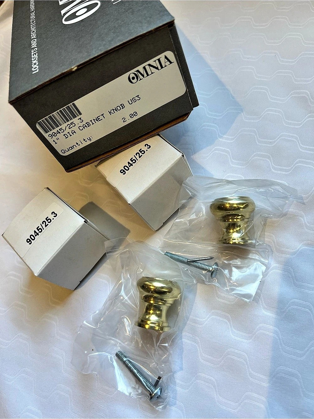 1" Polished Gold Cabinet Knob - Pair